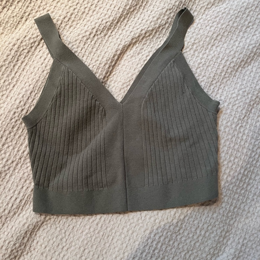 H&M Olive Green Crop Sweater Tank